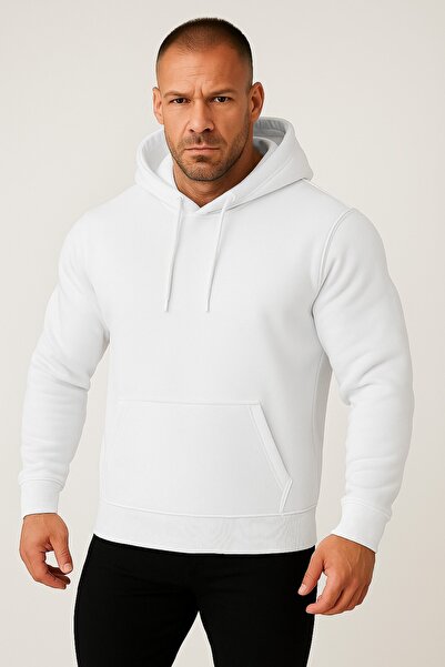 JANTIL MODA Unisex Oversize 3 Thread Raster Hooded Sweatshirt with Kangaroo P...