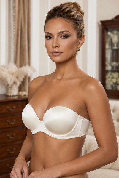 Le Jardin 7036 Women's Strapless Push up Padded Silicone B Cup Bra
