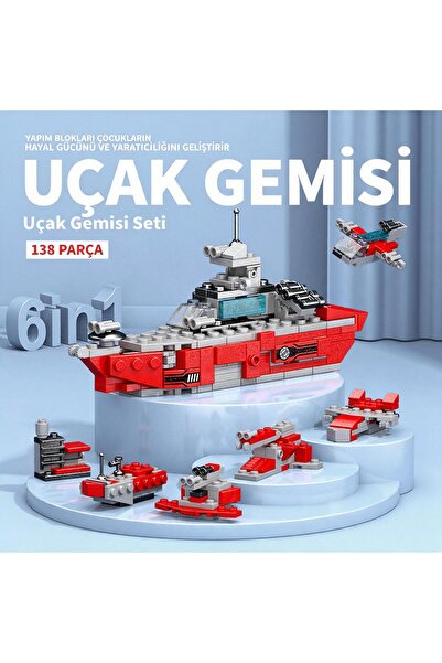 Genel Markalar Uçak Gemisi Yapım Blokları Seti 6'sı 1 Arada Askeri Savaş Gemi...