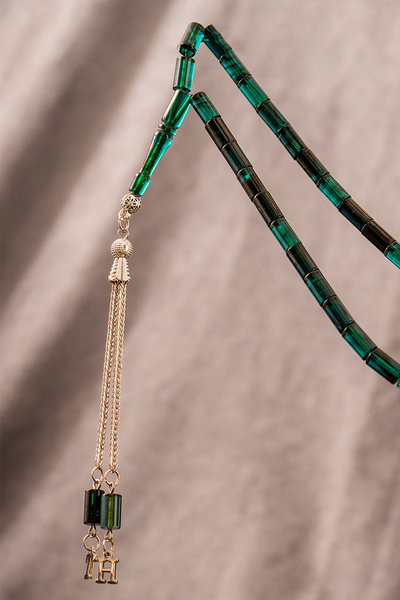 İSTANBULTAKI925 Cut Amber Prayer Beads with Special Box and Letter Tassel