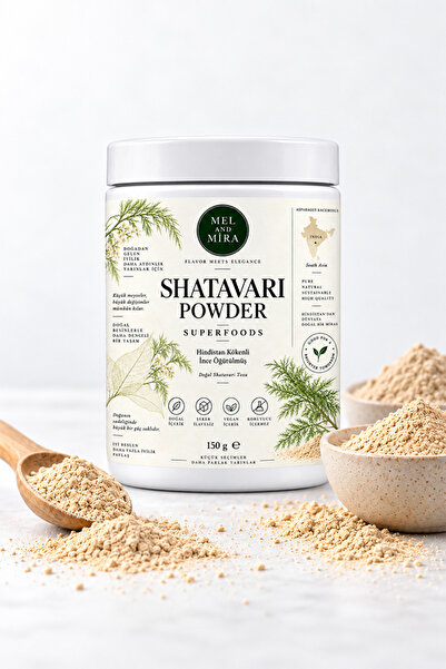 Mel and Mira Shatavari Tozu 150 g | Hint Kuşkonmazı Kökü Tozu | Shatavari Pow...
