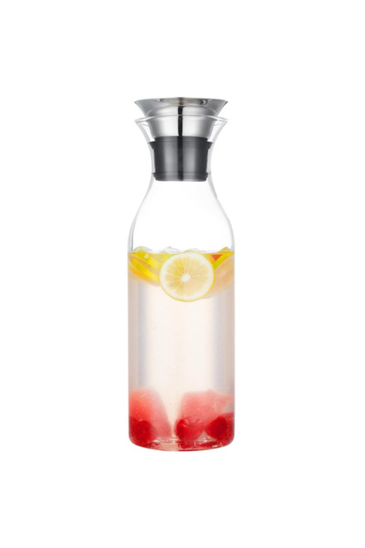 Generic Brand Glass mug with lid, carafe, for cold drinks, 1 l, transparent