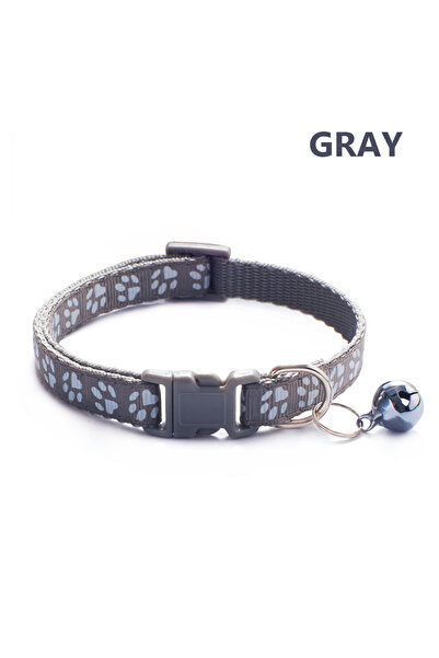 Choice Gray 1/5Pcs Adjustable Footprint Pet Collar with Bell, Cute Soft Neck ...