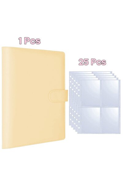 Choice Yellow-25 pages Reusable 25PCS A5 Kpop Photocard Album Binder | Loose-...