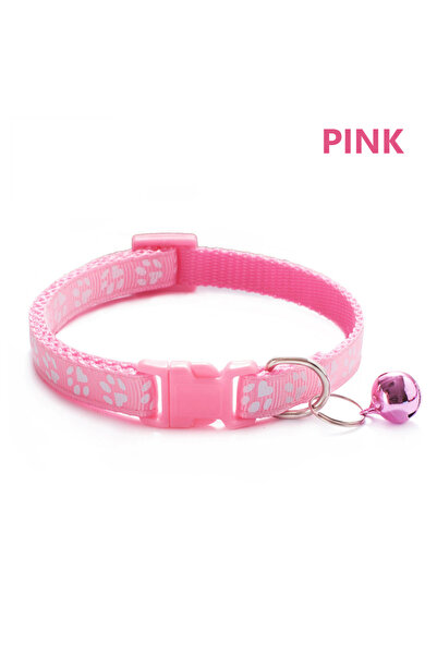 Choice Pink 1/5Pcs Adjustable Footprint Pet Collar with Bell, Cute Soft Neck ...