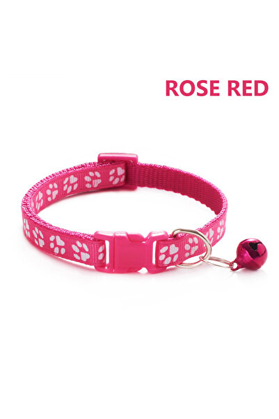 Choice Rose red 1/5Pcs Adjustable Footprint Pet Collar with Bell, Cute Soft N...