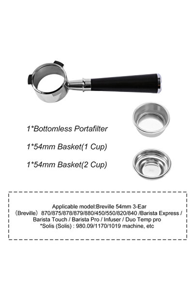 Choice 54MM 3Ear-Ebony F 54mm Coffee Bottomless Portafilter Naked For Brevill...