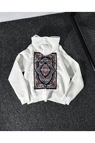 JANTIL MODA Unisex Oversize 3 Thread Raster Printed Hooded Sweatshirt with Ka...