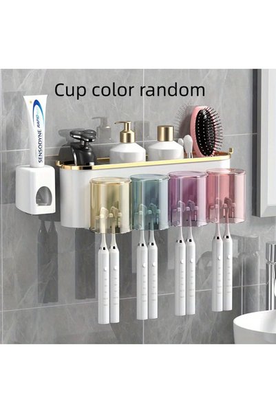 Choice Four With Squeezer Toothbrush Holder With Squeezer Perforation-free Ba...