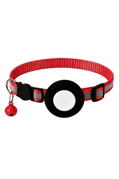Choice Red and Black Airtag Cat Collar, Reflective Breakaway Safety Buckle wi...