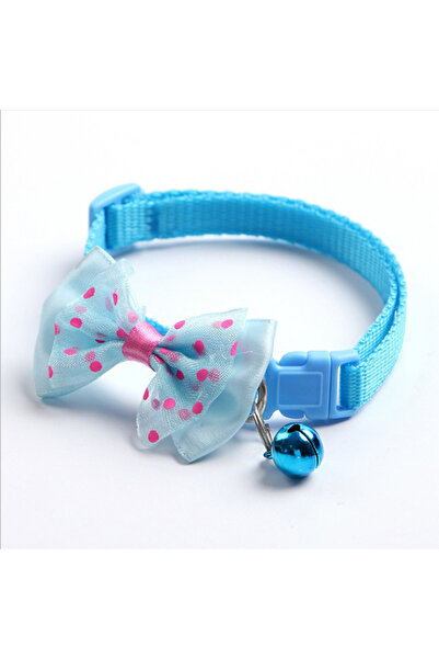 Choice sky blue Fashionable bow dog and cat collar soft and comfortable pet a...