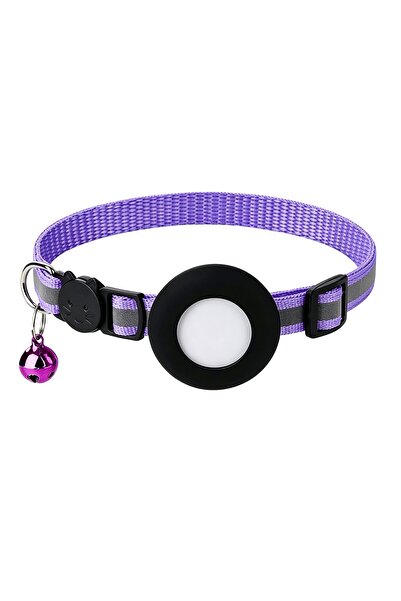 Choice Purple and Black Airtag Cat Collar, Reflective Breakaway Safety Buckle...