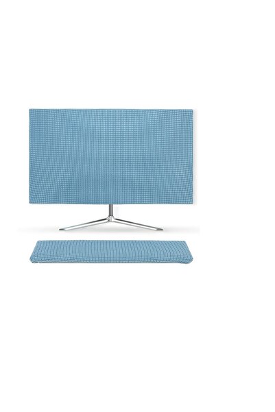 Choice Blue Computer monitor dust cover 2-piece set (1 Monitor cover and 1 ke...