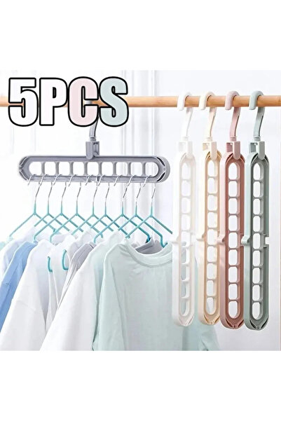Choice 5pcs Random colors 5Pcs 9-hole Wardrobe Storage Rack Multifunctional F...