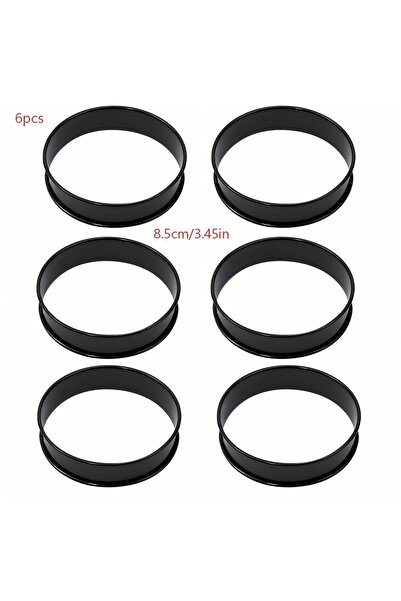 Choice 6pcs 8.5cm black 6PCS Muffin Crumpet Baking Rings, Food Grade Stainles...