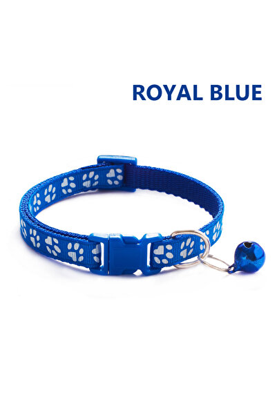 Choice Royal Blue 1/5Pcs Adjustable Footprint Pet Collar with Bell, Cute Soft...