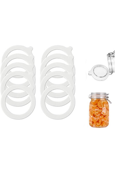 Generic Brand Set 10 inele etanșare, silicon, garnituri borcane, 97702,2 mm, Alb