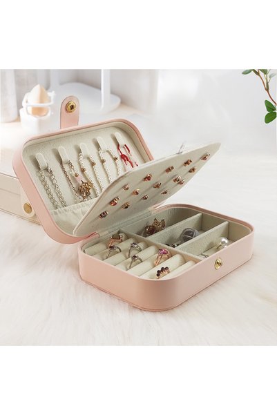 Generic Brand Jewelry box, organizer, travel box, portable, pink, Leather