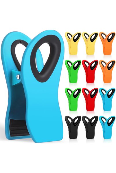 Generic Brand Set of 12 bag clips, food closure, for snacks, 7.5 x 3.4 cm