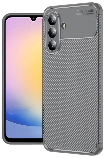 Bezos Samsung Galaxy S25 Fe Compatible Auto Focus Carbon Cover - Gray