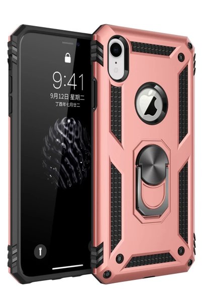Bezos Apple iPhone Xr Compatible Case Sofia Ring Silicone Cover - Rose