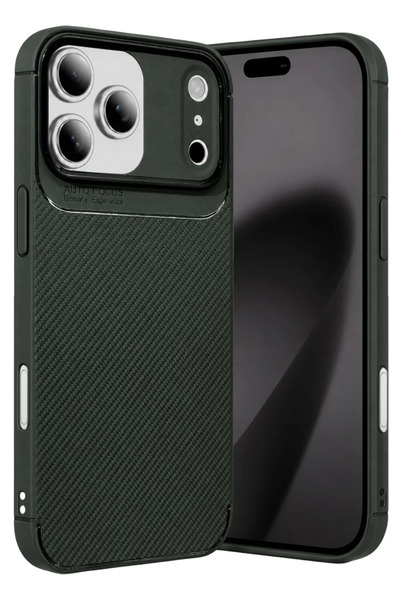 Bezos Apple iPhone 17 Pro Compatible Auto Focus Carbon Cover - Dark Green