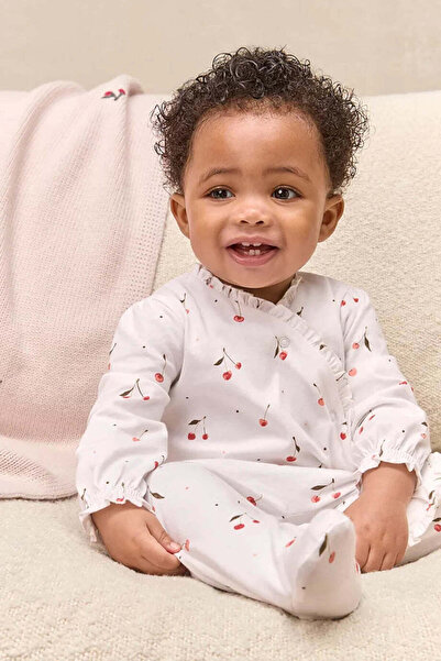 THE WHITE COMPANY كيس نوم للفتيات الصغيرات من القطن العضوي بنقشة الكرز والكشك...