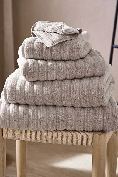 THE WHITE COMPANY Rib Hydrocotton 100% Cotton Large Bath Towel - Light Brown,...