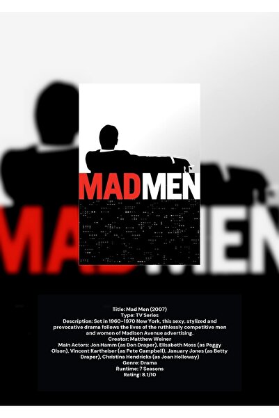 OEM Αφίσα Ινφογραφικό Mad Men, Σχεδιασμός Εμβληματικό, Χαρτόνι 250γρ, A4