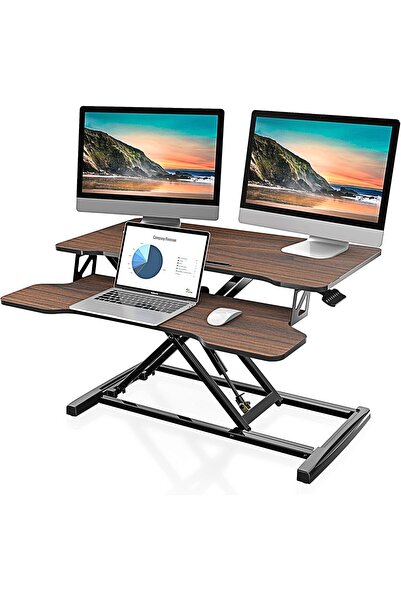 FITUEYES Yükseklik Ayarlı 80 cm Çalışma Masası Dönüştürücü, Derin Klavye Teps...