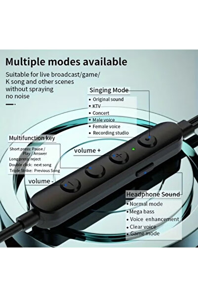 Sparklepals سماعات أذن سلكية من نوع Type-C لتغيير الصوت، سماعات كاريوكي داخل الأذن، متعددة الأوضاع مع خاصية الصوت