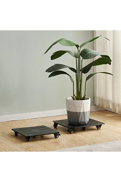 Diason Heavy Duty Square Plant Caddy with Wheels, Matte Black Planter Stand R...