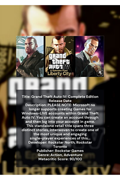 OEM GTA 4 Инфографичен плакат, Екшън видеоигра, 250гр картон, А4