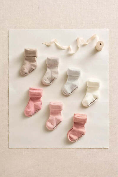 THE WHITE COMPANY Organic Cotton Blend 7-Piece Baby Socks Gift Set - Pink, 6 ...