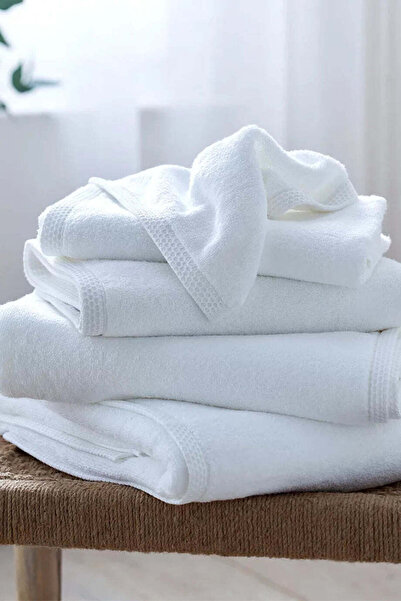 THE WHITE COMPANY Waffle Edge Spa Bamboo Blended Hand Towel - White, 50 X 90 cm