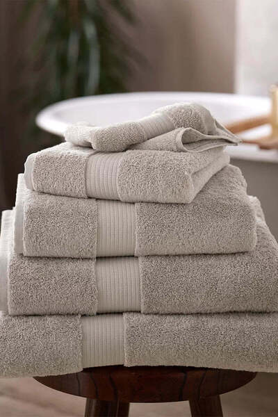 THE WHITE COMPANY منشفة يد فاخرة من القطن المصري 100% - رمادية، 50 × 90 سم