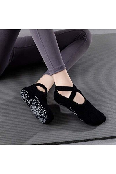 DubaiGallery Non-Slip Pilates Socks for Women with Cross Strap Ankle Design, ...