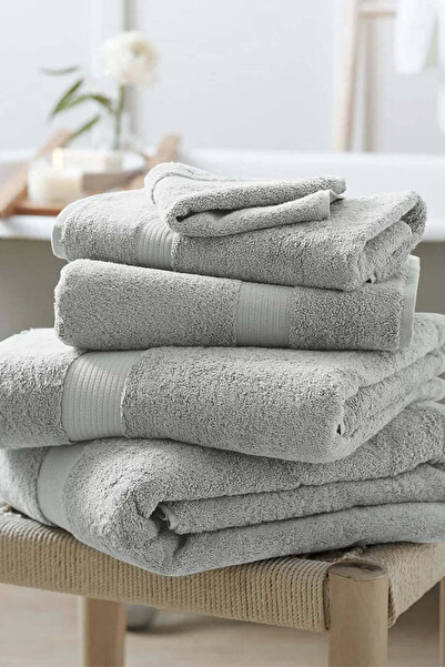 THE WHITE COMPANY منشفة وجه فاخرة من القطن المصري 100% - رمادي فاتح، 30 × 30 سم