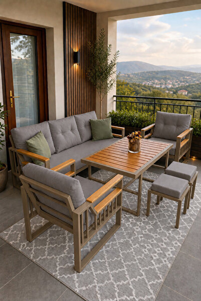 asaella mobilya Esinti Serisi Balkon Takımı, 3-1-1 Cappuccino Bahçe Takımı, (...