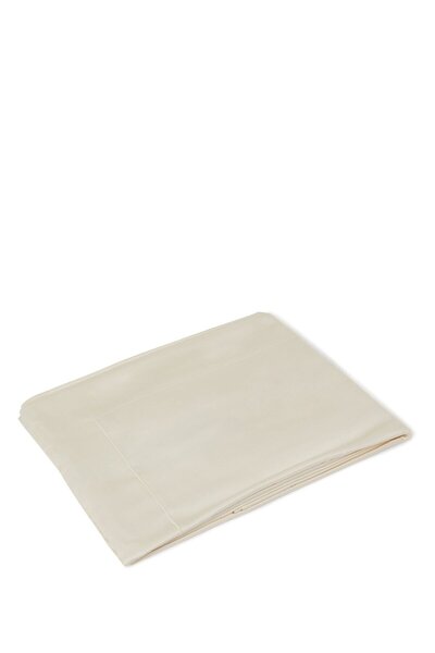 CELSO DE LEMOS Bourdon Duvet Cover Ivory Egyptian Cotton Satin, Oeko-Tex Cert...