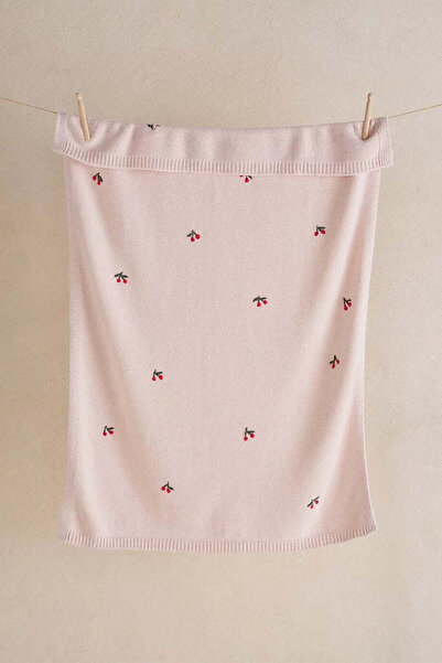 THE WHITE COMPANY Cherry Embroidered Organic Cotton Baby Blanket - Pink