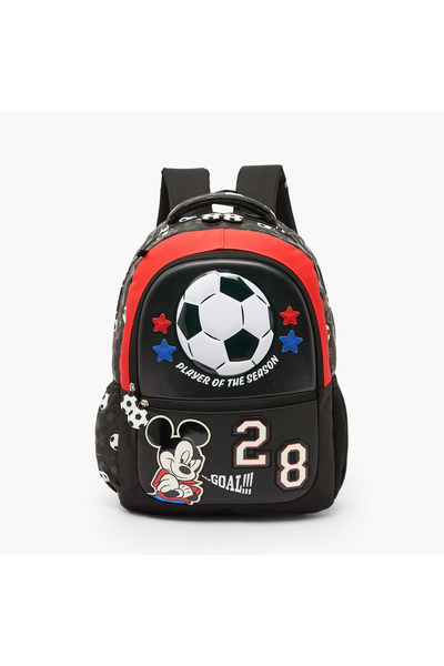 Disney Mickey Mouse Print Backpack for Boys 5-8 Years with Adjustable Shoulde...
