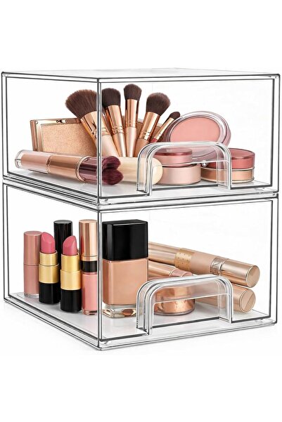 GENERAL 2-Pack Stackable Storage Drawers,Clear Acrylic Drawer Organizers with...