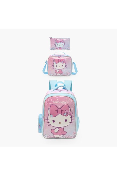 SANRIO Hello Kitty 3-Piece School Backpack Set for Girls 5-8 Years with Lunch Bag - 16 inches