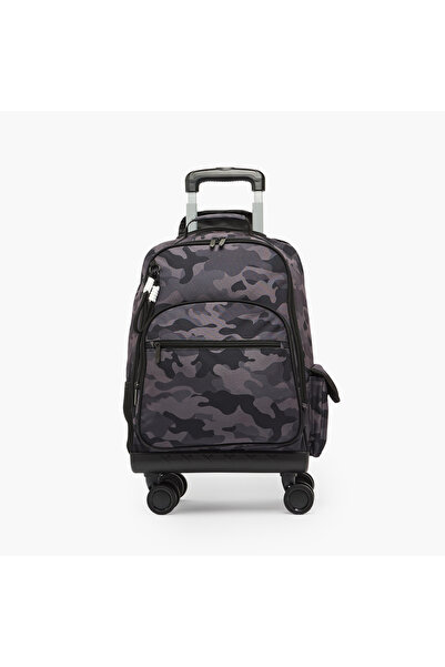 Juniors Camouflage Print Trolley Bag for Boys 8-12 Years with Durable Wheels ...