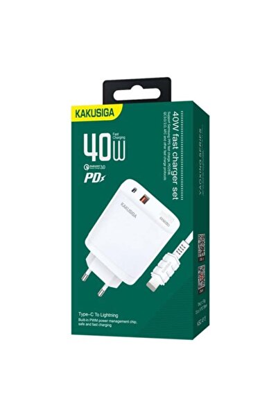 KAKU Network Charger + Lightning Cable KSC-813, 40 W, 2.4 A, 1 xUSB-C, 1 xUSB...