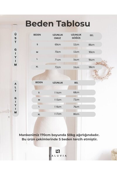 Laluvia Kahverengi Tek Kol Bluz Pantolon Takım - 2y8007