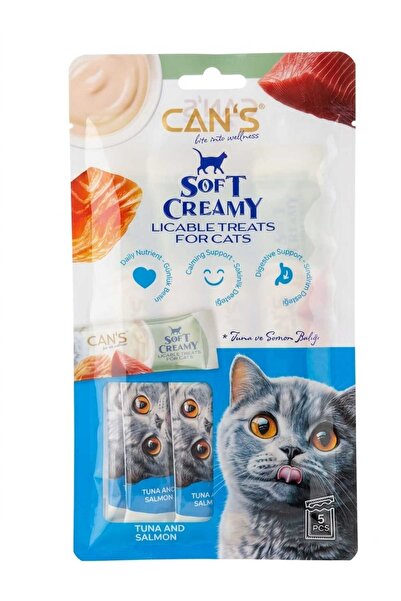 CAN’S Soft Creamy Tuna ve Somon Balıklı Sıvı Kedi Ödül Maması (5x14gr)