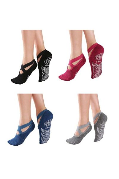 DubaiGallery Women’s Breathable Non-Slip Yoga Socks with Cross Strap Design, ...