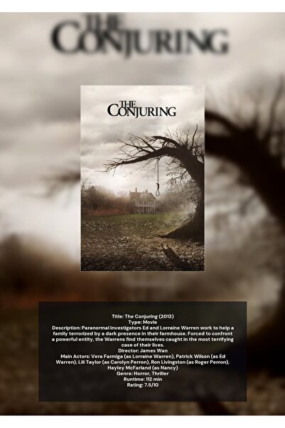 OEM Αφίσα Ινφορματογραφίας The Conjuring, Ταινία Τρόμου, Διακόσμηση Τοίχου, Χ...